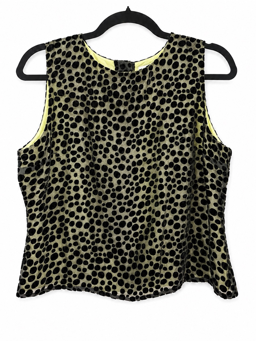 Vintage Ann Taylor LOFT Silk Blend Flocked Polka Dot Sheer Top Size 8
